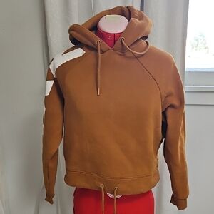 ZYIA Brown Cropped Hoodie with White Accents